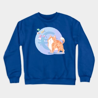 Euro-cat (version with blue background) Crewneck Sweatshirt